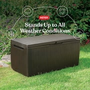 Keter Springwood 80 Gallon Durable Resin Outdoor Deck Box Storage Organizationn, Brown