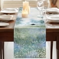 thumbnail image 3 of Spring Grey Green Table Runner, Country Oil Painting Cabin Flowers Trees Washable Cotton Linen Table Runners 90 Inches Long, Dresser Scarf Runner for Dining/Coffee/Kitchen/Hallway Tables 13''x90'', 3 of 9