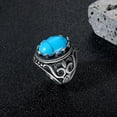 thumbnail image 6 of Retro Large Tiger Eye Stone Mens Ring Turquoise Vintage Ring for Men Oval Gemstone Stainless Steel Ring Size 7-13, 6 of 7