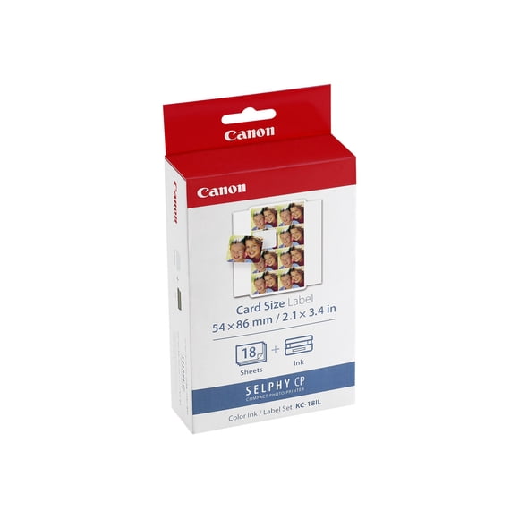 Canon KC-18IL - 0.7 in x 0.9 in print cartridge / paper kit - for Canon SELPHY CP1000, CP1200, CP1300, CP1500, CP530, CP790, CP800, CP820, CP900, CP910
