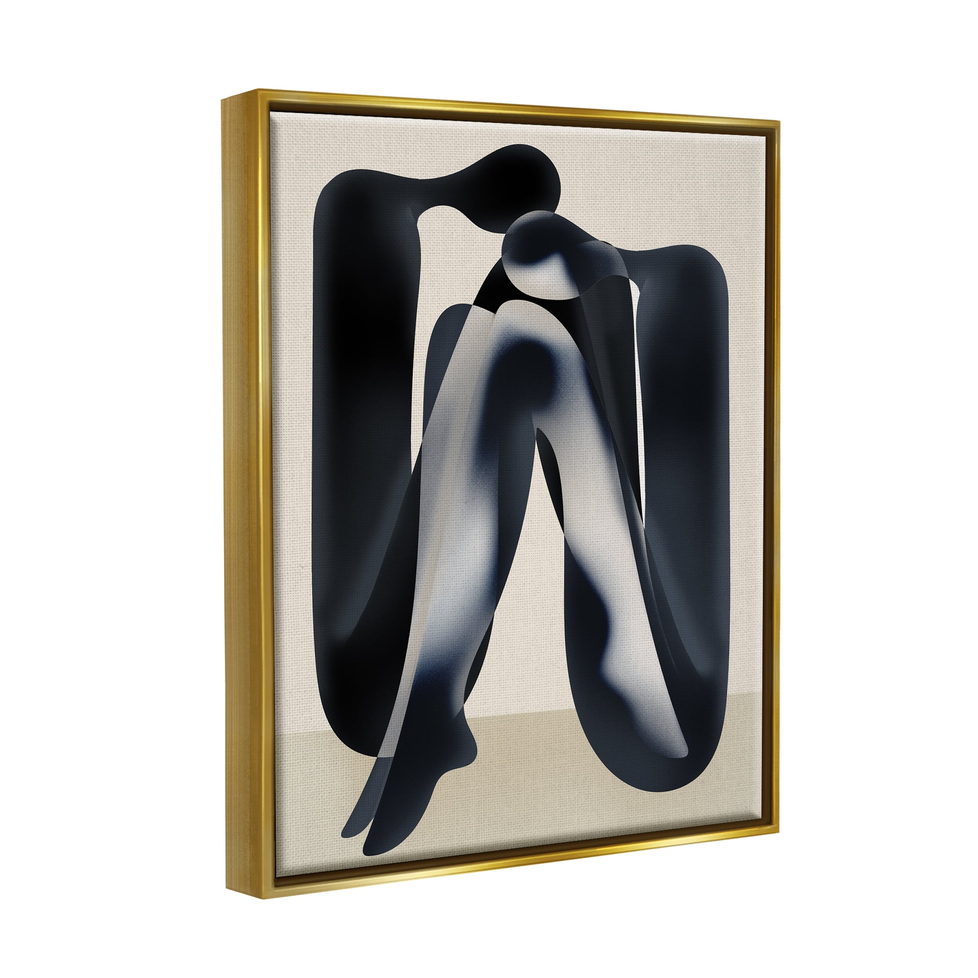 Stupell Industries Modern Figures Sitting Abstract Painting Gold Floater Framed Canvas Art Print Wall Art, 25 x 31