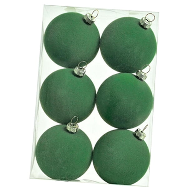 6 bolas navideñas flocadas para colgar en el árbol de Navidad, surtido de 6 cm. Verde