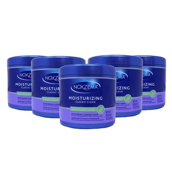 Noxzema Classic Clean Moisturizing Cleansing Cream With Real Eucalyptus Extract 12 Oz (Pack Of 5)