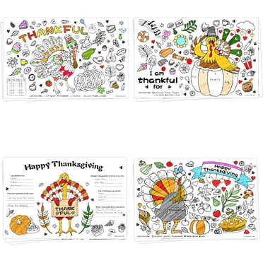 WaaHome Color Your Own Placemats,12 Sheets Fall Thanksgiving Placemats ...
