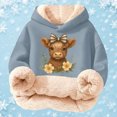 thumbnail image 4 of Oiyii Floral Highland Cow Print Hoodie for Girls Long Sleeve Weekend Hoodie Sweatshirt Pullover Top,Light Blue, 4 of 5