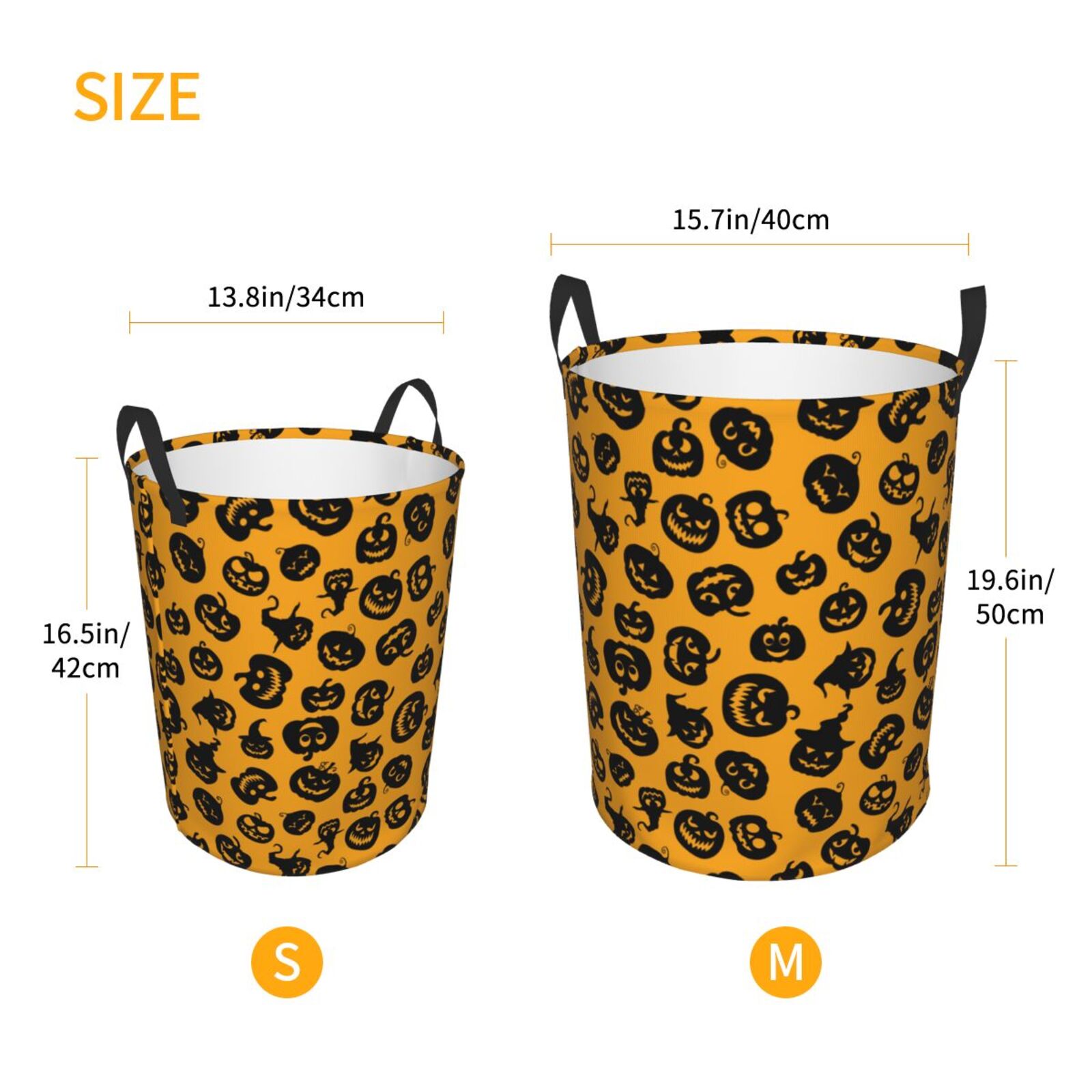Large Laundry Basket with Handles - pumpkins print halloween Kids Baby Dirty Clothes Laundry Hamper for Bedroom Aesthetic