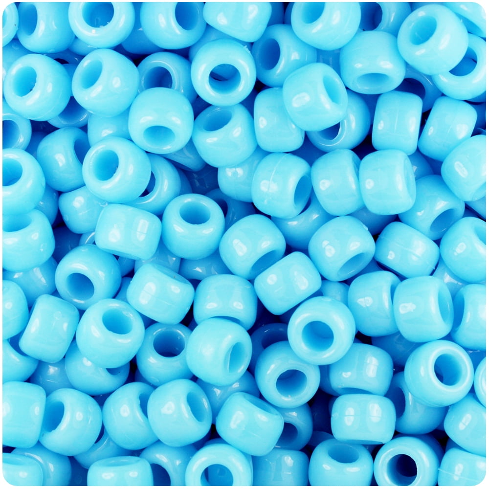 BeadTin Baby Blue Opaque 9mm Barrel Pony Beads (500pc) - Walmart.com