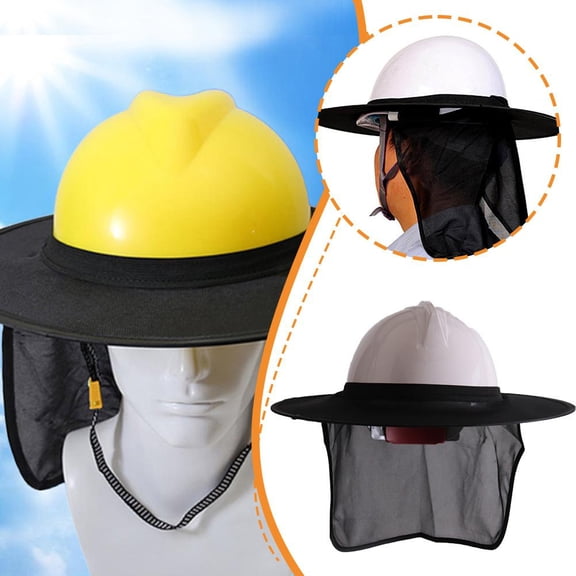 HAVELOR Helmet Sunshade Visor, 16.5 x 16.5 in Polyester Sunscreen, Attaches Securely for Construction and Outdoor Work(Black,onesize)