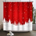 thumbnail image 2 of Duangreer Red Christmas Snowy Pine Tree Shower Curtain, Winter Snowflake Holiday Bathroom Decor with 12 Hooks, Waterproof, 72"x84", 2 of 5