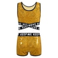 thumbnail image 2 of TiaoBug Kids Girls Sequins Dance Athletic Outfit Sleeveless Tank Jazz Crop Top with Shorts Set Gold 14, 2 of 7