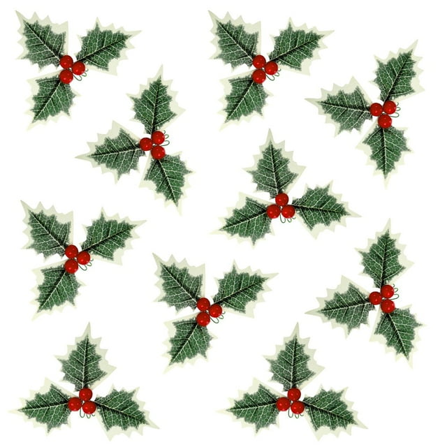Branches de Cerisiers Rouges 10 Pcs Baies de Noël Fleur Artificielle pour Arrangement Couronne 10 Pcs Décorations de Fête