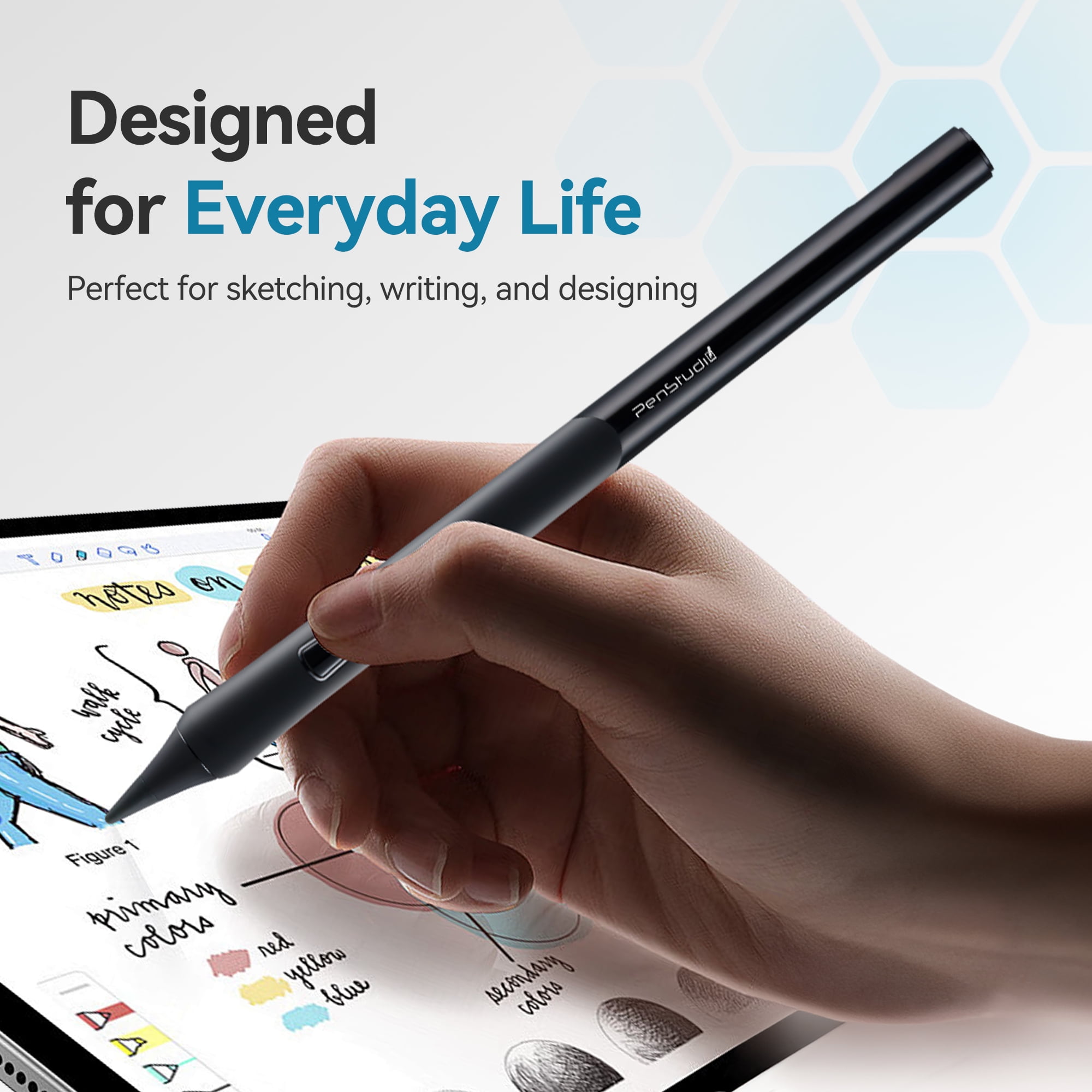 Penstudio PSX Stylus for Apple iPad丨Ergonomic Design & Customizable Features丨Replacement for Apple Pencil USB-C 2nd Gen丨Precise Drawing, Note-Taking, Palm Rejection, Durable Metal Tips