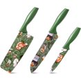 thumbnail image 1 of TJ POP Kitchen Knife Set 3-Piece, Non-Stick Stainless Steel Chef‘s Knife Set, Food Grade Color Printing Cute Animals Pattern Knives Set, Professional Sharp Knives for Kitchen (Green), 1 of 8