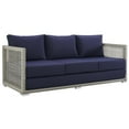thumbnail image 2 of Modway Aura Outdoor Patio Wicker Rattan Sofa in Gray Navy, 2 of 8