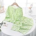 thumbnail image 2 of Loopsun Boys Girls Short Sleeve Round Neck Shirts Print Top and Pants Soft Loungewear Summer Daily Wear Outfit Green, 3-4 Years, 2 of 5