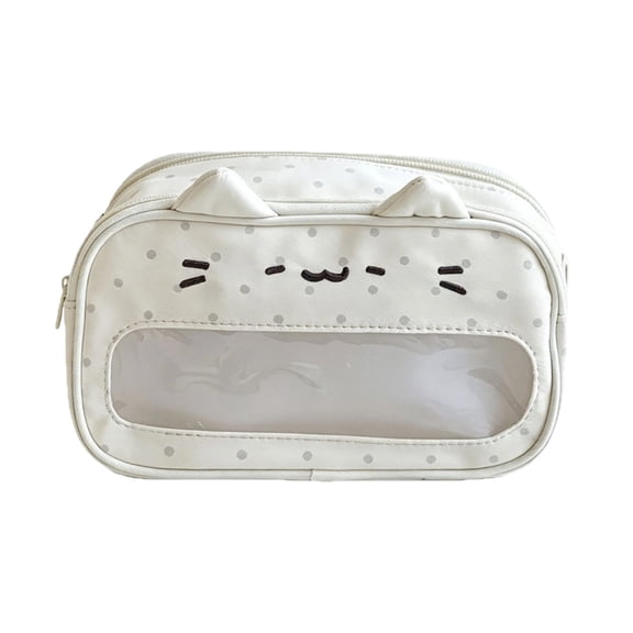 Hyknon Cute Cat Pencil Pouch, Large Capacity Zipper Stationery Bag, Multipurpose Classroom College Storage Organizer for Cosmetic Travel Office