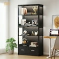 thumbnail image 4 of Anrist 5-Tier Glass Display Cabinet with LED Lights & Adjustable Shelves & 2 Drawers, Curio Cabinet for Home & Office, Black, 4 of 10
