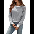 thumbnail image 2 of Camisas de Larga para Mujer, Blusas Tipo Túnica con Cuello Redondo, Suéteres Casuales, Ropa de Moda de Otoño Gris L, 2 of 10