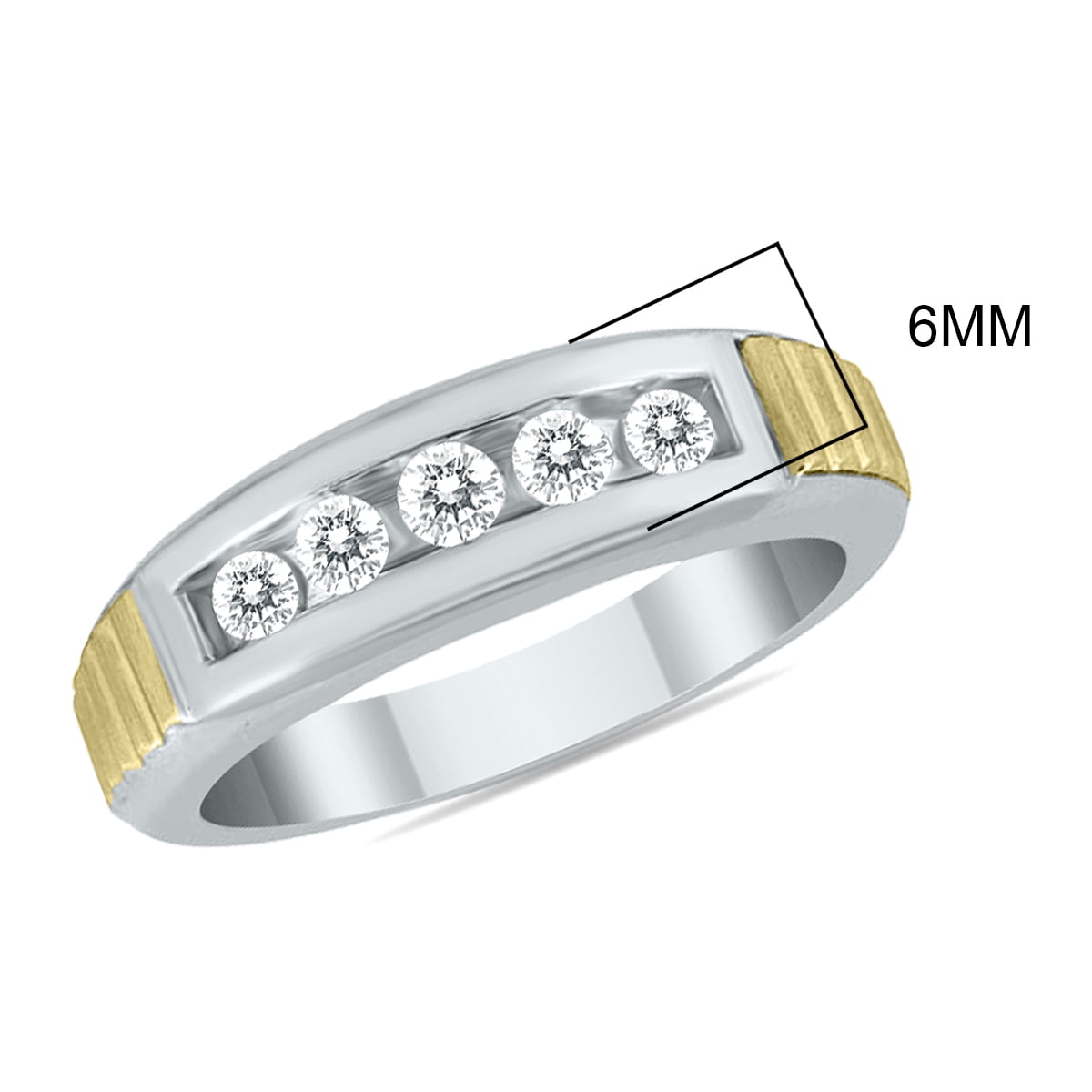 SZUL 1/2 Carat TW Men's Diamond Channel Ring in 10K Two Tone SZUL 1/2 Carat TW Men's Diamond Channel Ring in 10K Two Tone