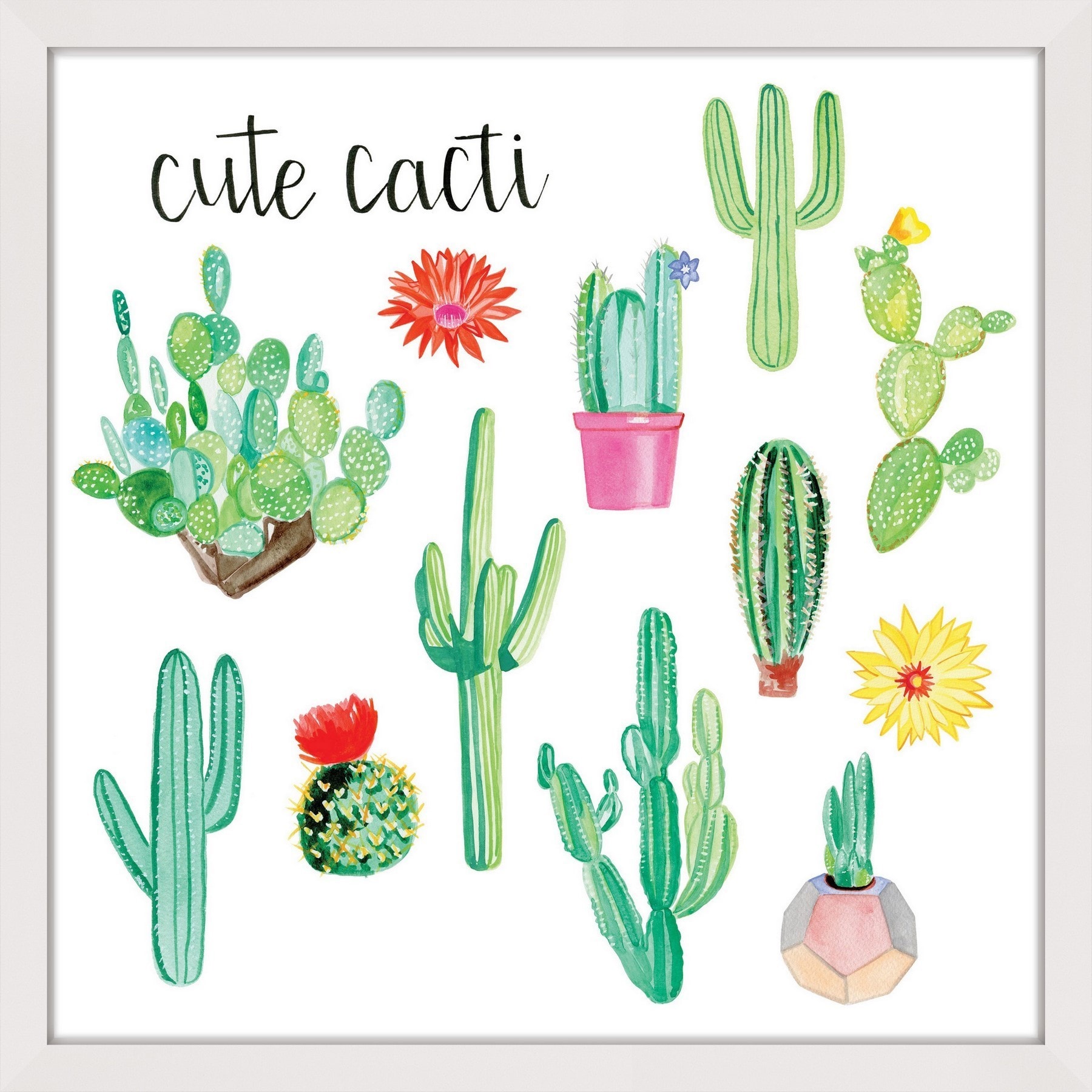 Marmont Hill "Cute Cacti" by Molly Rosner Framed Painting Print