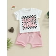 thumbnail image 3 of Toddler Baby Girls Summer Outfit 6M 12M 18M 24M 2T Daddys Girl Short Sleeve T-Shirt Elastic Shorts Clothes Set, 3 of 8