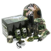 Cerem Outdoor Adventure Kit - Camouflage Camping Gear with Walkie-Talkies, Compass, Flashlight, SOS Whistle