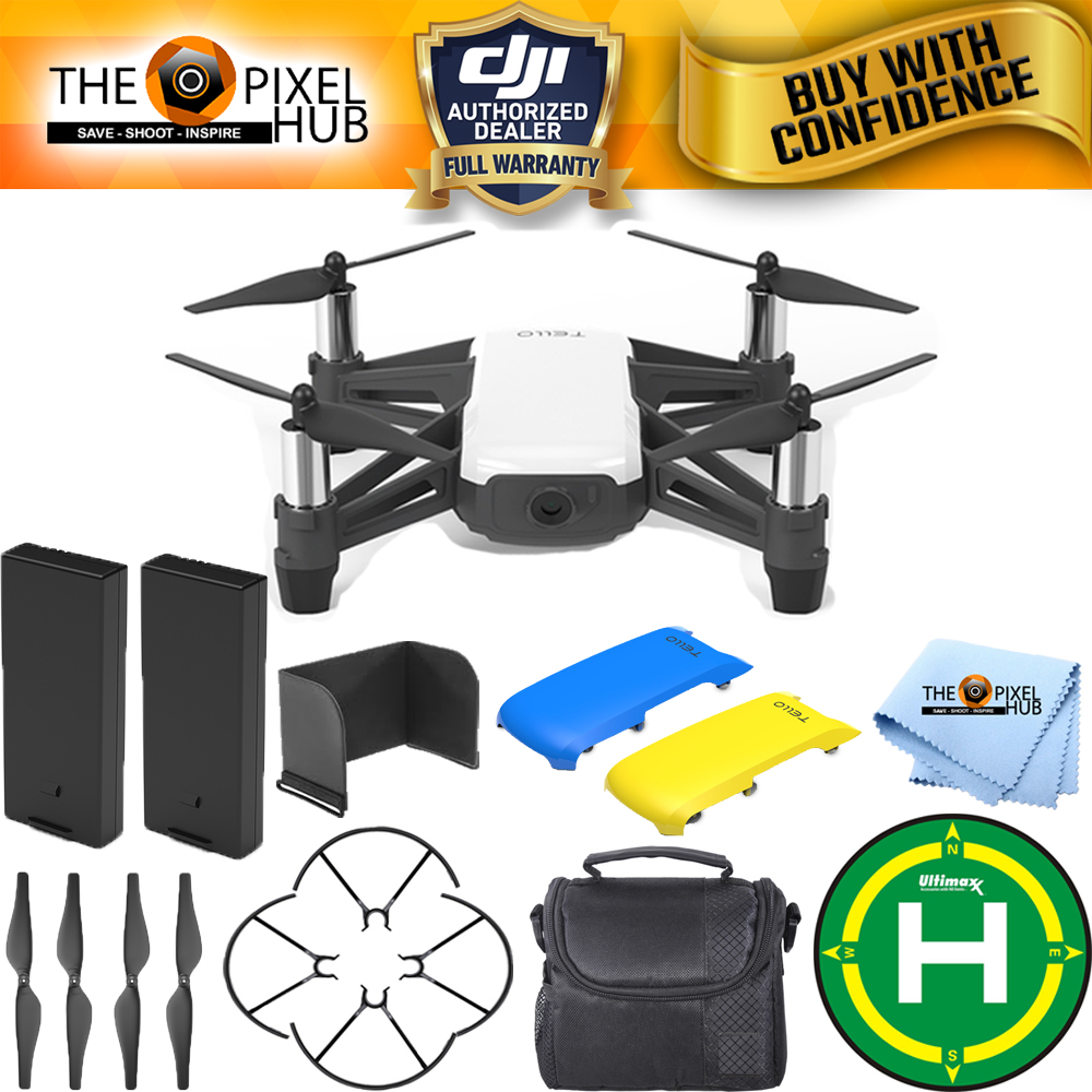 DJI Tello Quadcopter by Ryze Tech W/ Yellow & Blue Covers 2 BATTERY