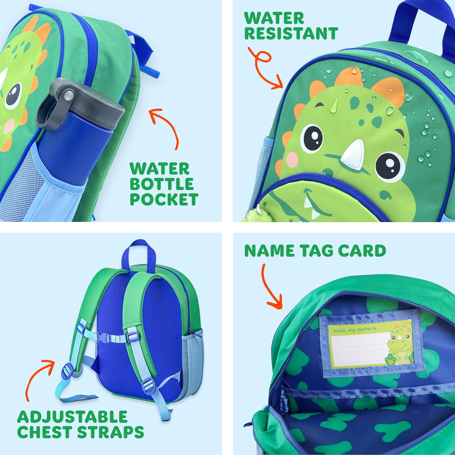 Mochila de dinosaurio para niños pequeños, para preescolar, kindergarten, tamaño pequeño, para niños y niñas de 2 a 5+ años 5
