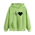 thumbnail image 5 of Spazoro Girls Hooded Sweatshirts, Long Sleeve Love Print Fashion Soft & Comfy Fall Winter Tops for Girls Green Size 7 T, 5 of 6