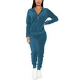 thumbnail image 1 of J. METHOD Women’s Tracksuit Set 2 Piece Outfit Velour Velvet Casual Zip Up Hoodie Jacket and Joggers Sweatpants Sweatsuit NEWTS18 Teal 2X, 1 of 4