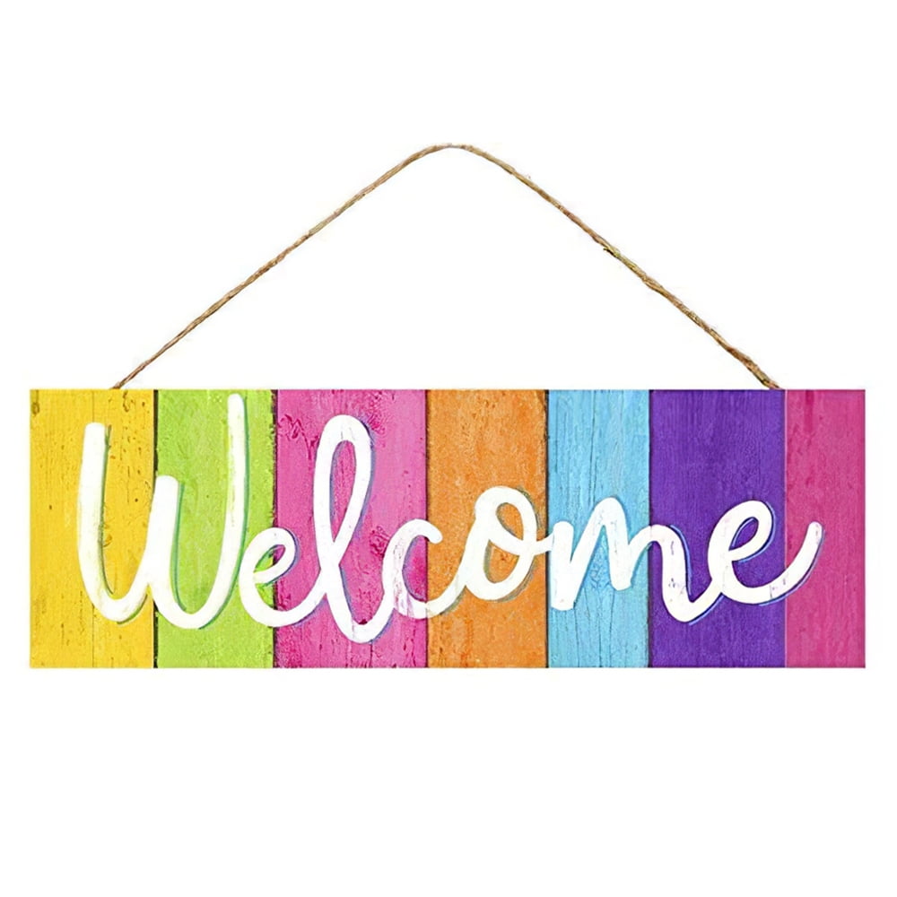 Mouind Spring Summer Colorful Welcome Sign Rustic Wood Decor Farmhouse ...