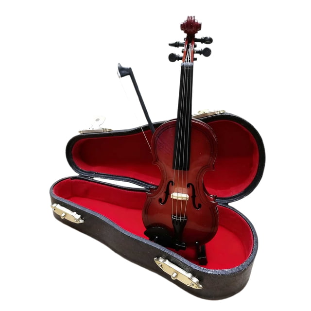 Figura de violín en miniatura, adorno de violín de madera realista, modelo de instrumento musical, accesorio de mansión para decoración del hogar, regalo para amantes del violín.