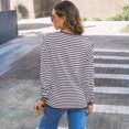 thumbnail image 4 of WTOBBY Women's Striped Long Sleeve Top, Casual Round Neck Sweatshirt, Lightweight Pullover for Fall with Breathable Cotton Blend Fabric for All Day Comfort,Purple S, 4 of 4