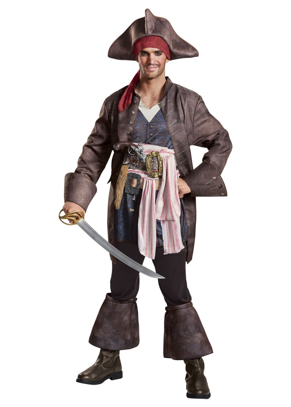 Pirates Of The Caribbean 5 Captain Jack Sparrow Men Costume 8452