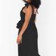 thumbnail image 5 of Vestido largo de dama de honor elegante de verano negro para mujer, cuello cuadrado, volantes, sin mangas, informal, dividido, largo, 5 of 7
