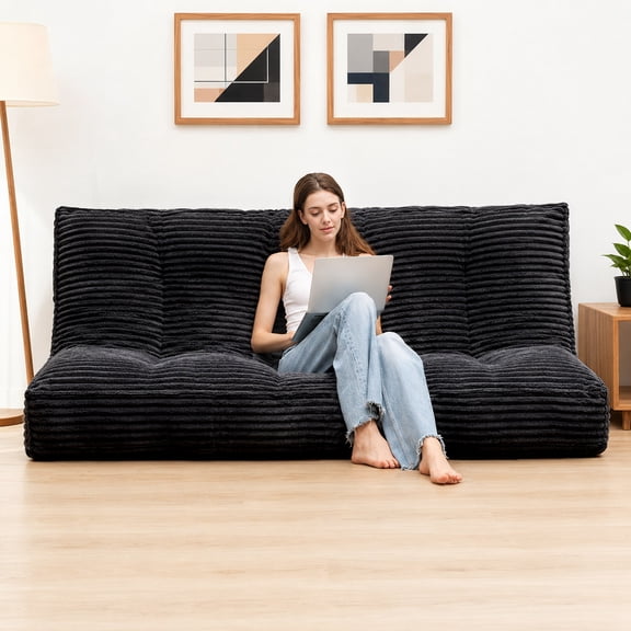10" Futon Mattress Full Size, Thick Futons Sofa Couch Japanese Floor Mattress for Adults, Black (Frame Not Included)