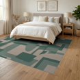 thumbnail image 3 of ODIKA 6'x9' Teal Green Abstract Geometric Kasbah Washable Area Rug Modern Art Style With Bold Shapes And Clean Lines Non-Slip, Chair-Friendly, for Dining Room, Under Table, Office Décor, 3 of 7