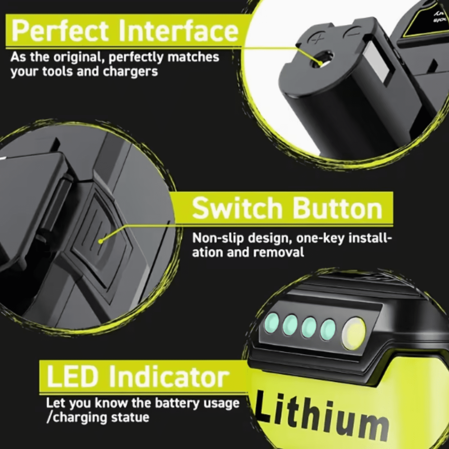 2Pack Upgraded 8.0Ah Replacement for Ryobi 18V Battery Lithium Compatible with Ryobi 18 Volt Battery ONE+ Plus P102 P103 P104 P105 P106 P108 P109 P190 PBP002 PBP005 RB18L50 BPL1820 Tools