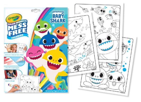 crayola color wonder baby shark coloring pages set – brickseek