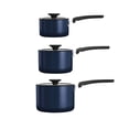 thumbnail image 2 of Tramontina Nesting 6-Piece Heavy-Gauge Aluminum Nonstick Sauce Pan Set with Glass Lids, Platinum, Porcelain Enamel, Dishwasher & Oven Safe - Navy, 2 of 12