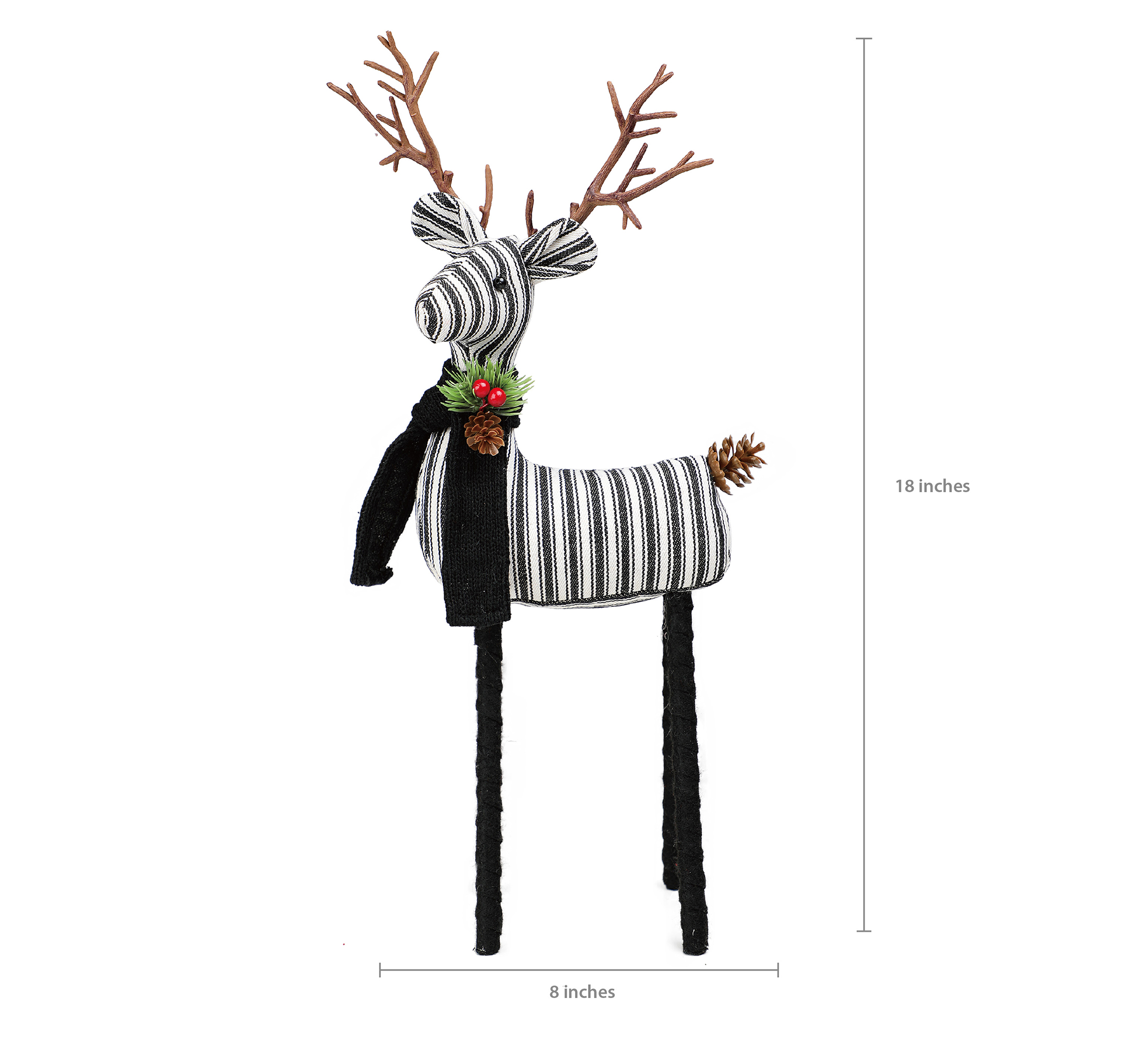 Holiday Time Large Fabric Black & White Deer Set of 2; Tabletop Christmas Décor - image 5 of 11