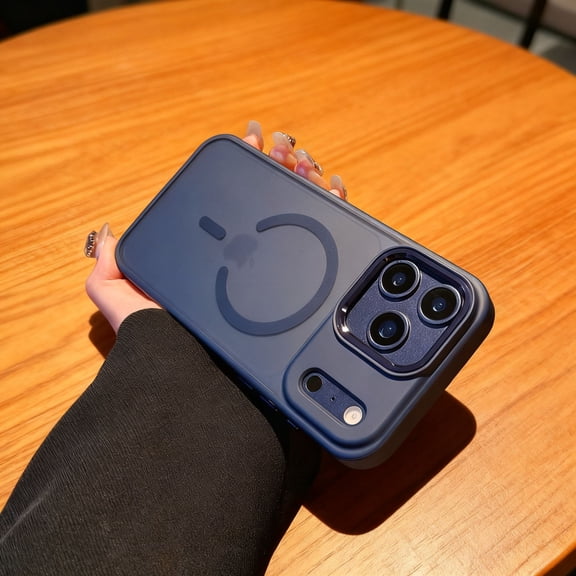 Magnetic For iPhone 17 Pro Max Phone Case,Anti-fingerprint Matte Translucent Back,Compatible with Mag-Safe,Anti-Slip Ultra Slim Shockproof Anti-fall Drop Protection Rugged Phone Case,Darkblue