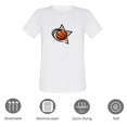thumbnail image 4 of Coolnut Womens Basic T-Shirts, Basketball Swoosh Star Pattern Short Sleeve Tees, Casual White Crew Neck Tee Shirts for Women, L, 4 of 6