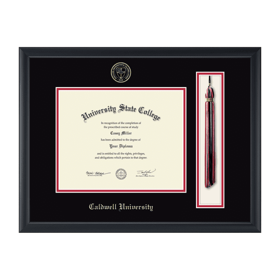Framerly - Caldwell Tassel Diploma Frame with Black and Red Mat