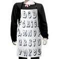 thumbnail image 1 of Alphabet Kids Apron, Monochrome Graffiti Typography Letters Print on Plain Background, Boys Girls Apron Bib with Adjustable Ties for Cooking Baking Painting, Charcoal Grey White, by Ambesonne, 1 of 2
