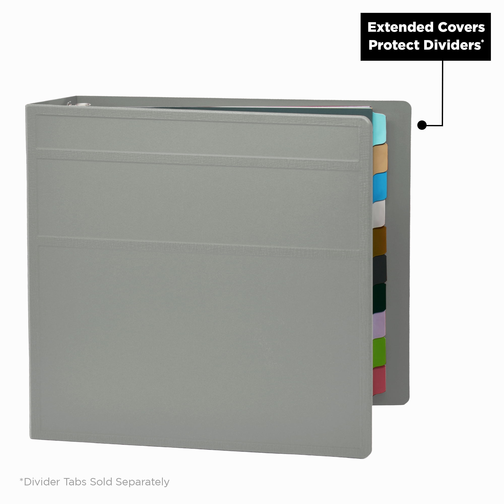 Carstens 4-Inch Heavy Duty 3-Ring Binder - Side Opening, Ash Gray