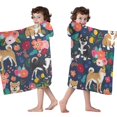 thumbnail image 4 of Shiba Inu and Pioneer Flower Hooded Bath Towel，50"x30" for Ages 3 To 12 Kids, Quick Dry Lightweight Soft Microfiber Hood Beach Towel Cover Up for Kids, 4 of 7