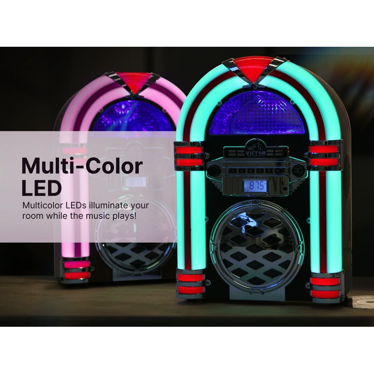 Victor Broadway Desktop CD Bluetooth Jukebox, Multicolor LED