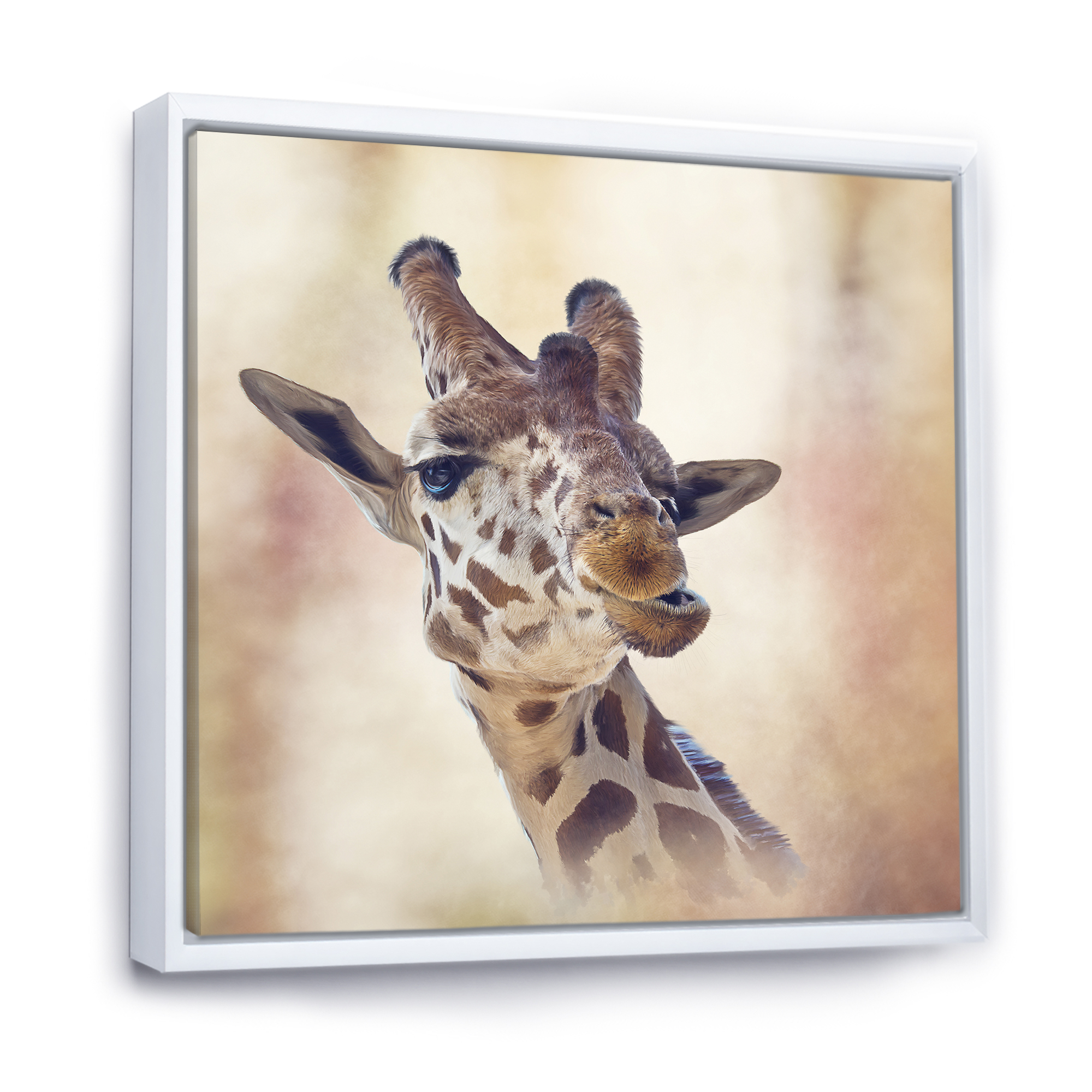 Designart 'Close Up Portrait of A Giraffe VI' Farmhouse Framed Canvas Wall Art Print