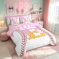 thumbnail image 2 of meiyoeat Cute Letter E Twin Bedding for Kids, Baseball Ice Cream Drip Bedding Comforter Set, Pink Yellow, Pink Reversible, 7pcs, 2 of 6